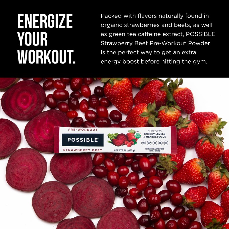 Possible Beet Pre-Workout - Strawberry Beet Flavor - Individually Wrapped