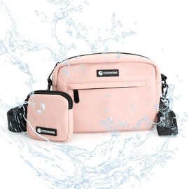 Waterproof Dog Treat Pouch, Dog Training Treat Pouch Built in Poop Bag Dispenser Adjustable Shoulder Bag (Pink)