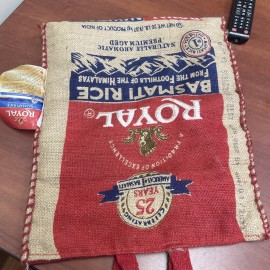 Royal Basmati Rice Bag 20lbs Burlap Handles Zipper Heavy Duty 25th Anniv NO RICE