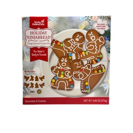 Holiday Ninjabread Pre-Baked & Ready to Decorate Gingerbread Cookie Decorating Kit - 8 Cookies with White Icing and Candy Decorations, 9.68 oz