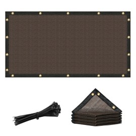 Amgo 3' x 12' Brown Custom Size Shade Cloth with Grommets - 90% Sunblock, Durable Mesh Fabric Tarp for Dog Kennel Cover, Fence Privacy Screen, Greenhouse, Chicken Coop & Pet Playpen