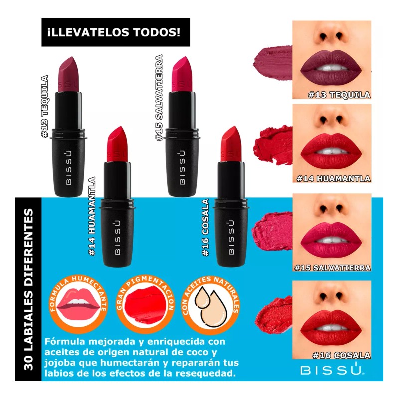 Bissú Kit Pack 30 Labiales Bissu Humectantes Completos Set