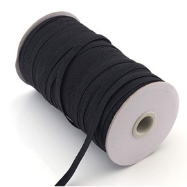 1Roll(100meters) 6mm Wide Black Polyester Elastic Cord Flat Braided Rubber Band Stretch Thread String Knitted Elastic Ribbon Spool Clothing Making Accessories for Clothing DIY Craft