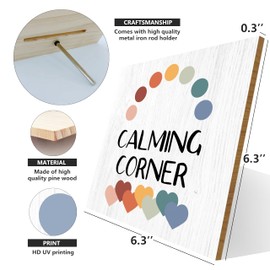 Decorative Desk Decor Motivational Calming Corner Affirmations Counselor Office Decor Plaque Art Sign Inspirational Rustic Wood Sign for Home Homeschool Classroom Reading Calm Corner Table Bookshelf