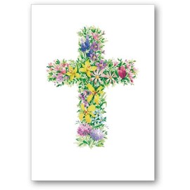 Woodmansterne Male/Female Religious Easter Greeting Card for Men/Women - 'Blessings' Spring Floral Cross - Eco-Friendly and Recyclable - Made in the UK
