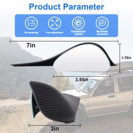 LivTee Blind Spot Mirror with Side Mirror Rain Guard, Carbon Fiber 2-in-1 Side Mirror Covers Kit with Wide Angle Adjustable Stick for Cars SUV and Trucks, Pack of 2