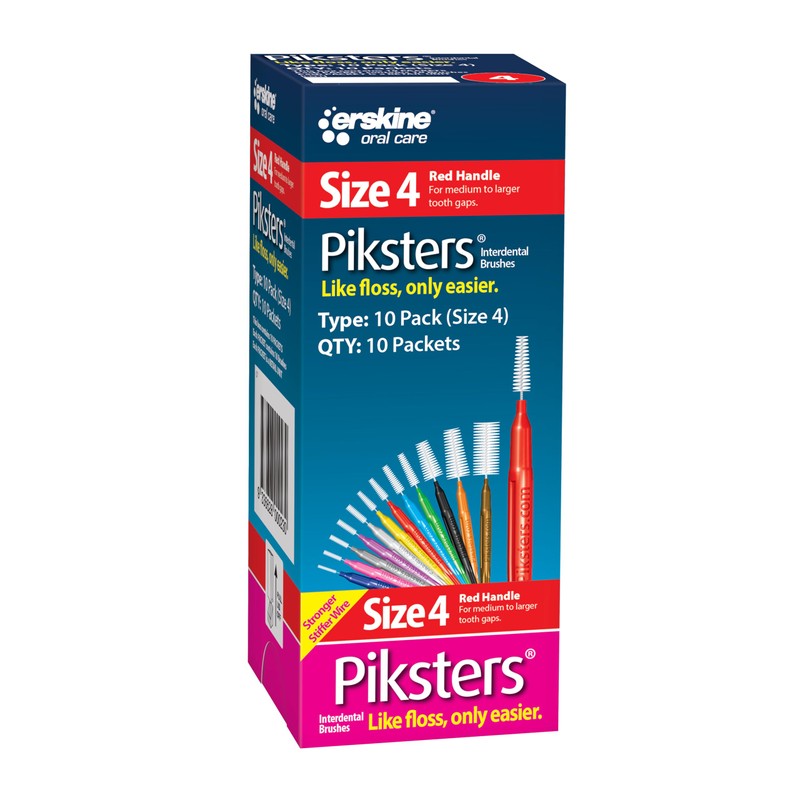 Piksters Interdental Brushes, Size 4, 100 Count (10 x 10