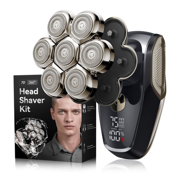 Head Shavers for Men, Detachable Bald Head Shaver, Type-C Easy Recharging with LED, IPX7 Higher Waterproof Wet/Dry Grooming Kit for Head, 100 Mins Longer Using Time