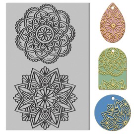 CHGCRAFT Mandala Clay Texture Mat Flower Pattern Clay Modeling Pattern Pad Texture Sheets for Polymer Clay Making Earrings Jewelry, 4x2.6inch
