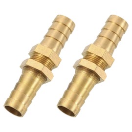 uxcell 2Pcs 1/2" Hose Barb Fitting, Brass Hex Head Straight Union Hose Pipe Water Bulkhead Fitting for Water Fuel Air, Brass Tone