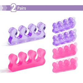 DR. JK- Toe Separators for Pedicure, 2 Pairs, Purple & Pink, Toe Separators for Women Pedicure, Toe Spreaders for Women, Gel Toe Spacers for Pedicures, Pedicure Toe Separators for Women, Toe Dividers