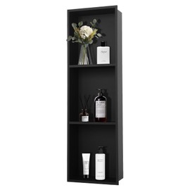 Dawot 3 Tier Stainless Steel Shower Niche, 36×12 Inch Waterproof Recessed Wall Niche, No Tile Needed Insert Storage for Bathroom Kitchen Bedroom(Black)