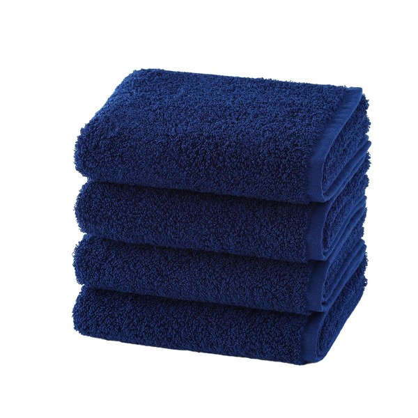 UCHINO Okubari Towels, Set of 4 Face Towels, Dark Blue,