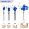 SMJXTOP 4Pcs Carbide Groove Point Cutting Roundover Router Bit Set