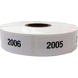 White with Black 2001-3000 Consecutive Number Stickers,19 mm x 38 mm 3/4 Inch x 1 1/2 Inch Wide, 1 Label per Number, 1000 Total Labels