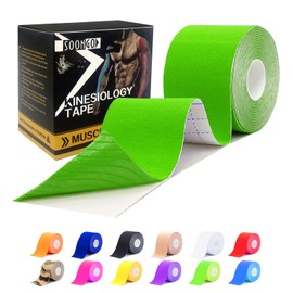 Kinesiology Tape 1/2 /5 Rolls Physio Relieve Muscle Soreness and Strain Shoulders Wrists Knees Ankles Elastic Waterproof Good Air Permeability Hypoallergenic 2 inch x 16 Foot Green by SOONGO