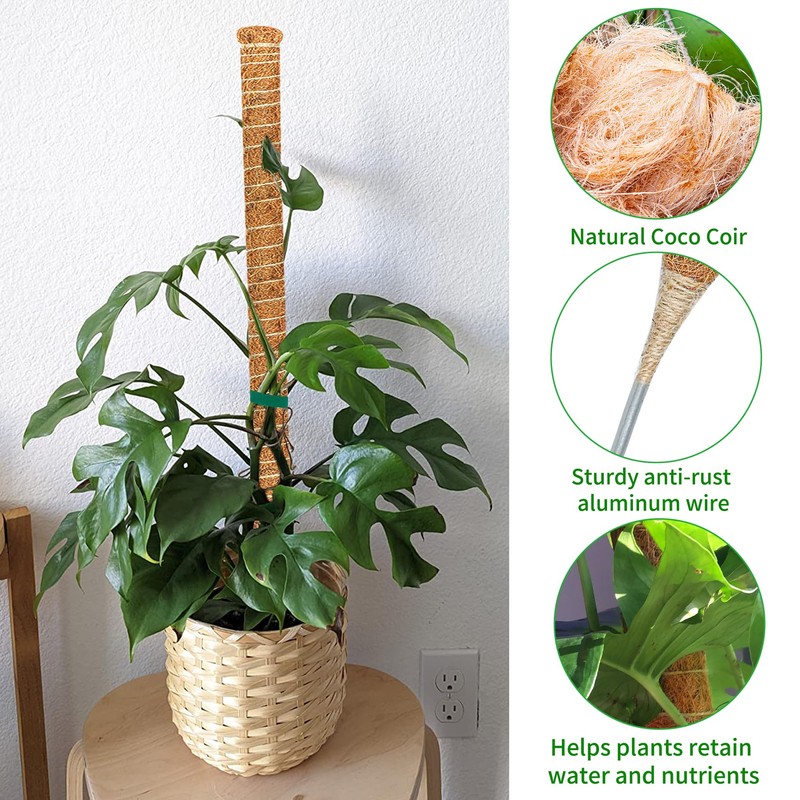 Dimpoo 48 Inch Moss Pole Monstera Plant Support, Coir Moss