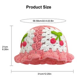 YAMEIZE Handmade Crochet Knitted Bucket Hat - for Women Men Beanies Crochet Hat Stylish Floral Knitted Bucket Hat Sun Colorful Beach Travel Outdoor