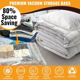 Vacuum Storage Bags,8 pack with Hand Pump .(2 Jumbo,2 Large,2 Medium,2 Small) Space Saving solution for Storage,Travel,Moving purposes.
