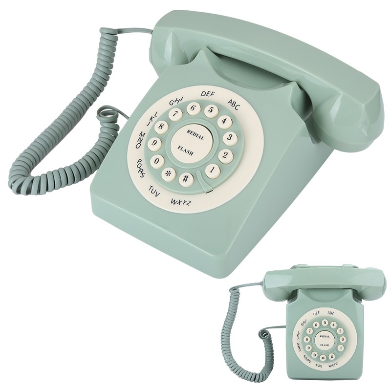 Antique European Vintag Landline Telephone Green High Definition Call Large