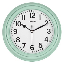 Solayman's Ultimate Silent Wall Clock with Non-Ticking Quartz Movement, Easy to Read Classic Round Wall Clock for Living Room Decor, Bedroom, Kitchen, Office, Classroom- Mint Wall Clock