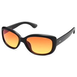 SOJOS Vintage Square Sunglasses for Womens Men Polarized UV Protection SJ2111 Black Frame/Orange Yellow Lens