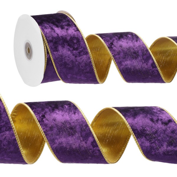 PATIKIL 2.5 Inch x 10 Yards Velvet Wired Ribbon, Velvety