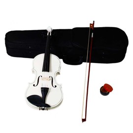 4/4 Acoustic Violin,Handmade Solid Wood Violin Starter Beginners Kit with Case, Bow, Rosin for Beginners Amateurs (White)