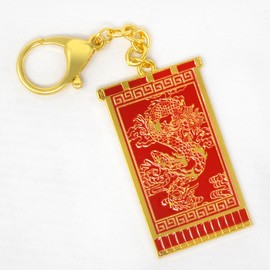 Isui Feng Shui Keychain Dragon Charm Keychain Dragon Feng Shui Goods Flags Good Luck Feng Shui Good Luck, red, gold