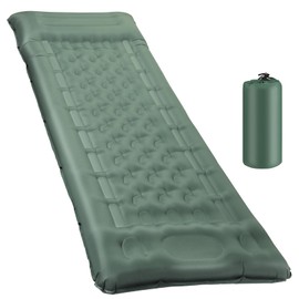 Camping Mat - Upgraded 12-15CM Extra Thick Self Inflating Camping Sleeping Mat, Reinforced Support Structure with Built-in Foot Pump and Pillow,Waterproof Air Mattress for Hiking
