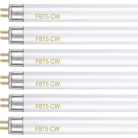 Hiboom Paquete de 6 bombillas fluorescentes F8T5/CW 4100k de 12 pulgadas T5 de 8 vatios para debajo del gabinete, blanco frío, mini G5 con base de pines y tubo de repuesto de 420 lúmenes para debajo del gabinete, cocina, RV, armario