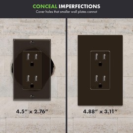 ENERLITES Screwless Decorator Wall Plates Child Safe Outlet Covers, Medium Size 1-Gang 4.88" H x 3.11" L, Unbreakable Polycarbonate Thermoplastic, SI8831M-BR-10PCS, Matte Finish, Brown
