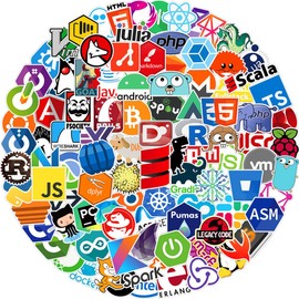 Programming Stickers, 100Pcs Programmer Logo Stickers, Vinyl Waterproof Computer Sticker for Skateboard Laptops Water Bottles, Teens and Adults