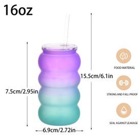 Alohastarttg 6 Pack 16oz Plastic Tumblers with Lids and Straws, Perfect for Iced Coffee, Mason Jar Style Reusable Cups, for Beach and Everyday Use (6, Gradient Jelly)