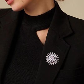 TseenYi Rhinestone Flower Pearl Brooch Pins Large Pearl Floral Crystal Brooches Gold Pearl Crystal Corsage Brooch CZ Snowflake Buttons Pins Jewelry for Women and Girls