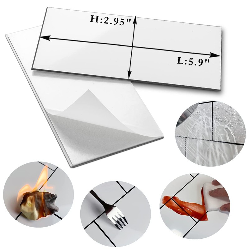 AULIGET 100-Piece Polished White Thick PVC Peel and Stick Backsplash,