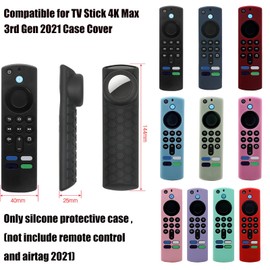 [2 Pack] Compatible for TV Stick 4k Max Remote Cover with Holder for Airtag,for Tile Sticker,Glow in Dark,TV Stick 3rd Gen Remote Case Compatible for Key Finder,Black and Glow Blue