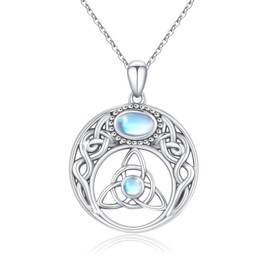 Celtic Knot Necklace 925 Sterling Silver Moonstone Pendant Necklace Celtic Knot Jewellery Irish Jewellery for Women