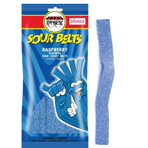 DOUzzle Graduation Treats - Sour Belts Chewy Candy Strips Blue