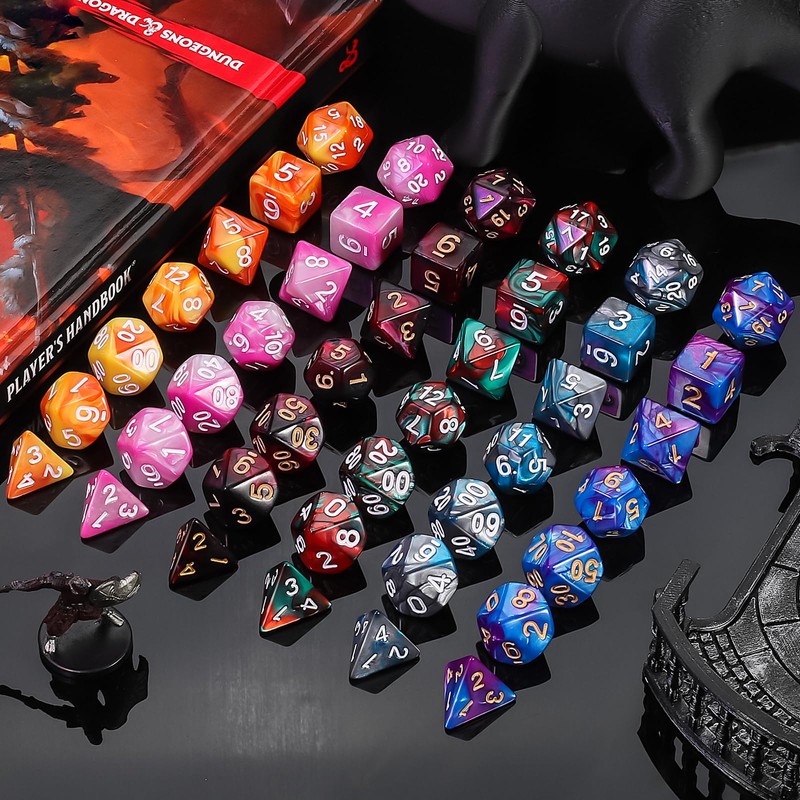 QMay DND Dice Sets - 6 X 7 Polyhedral Dice