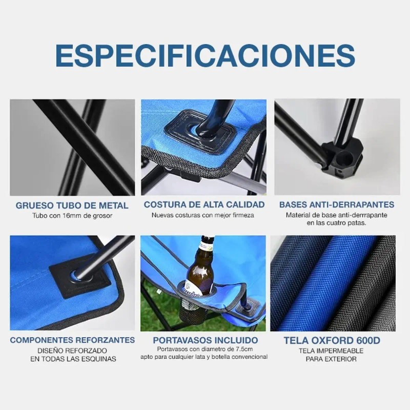 Silla Para Acampar Playa Y Pesca Plegable Portatil Con Funda