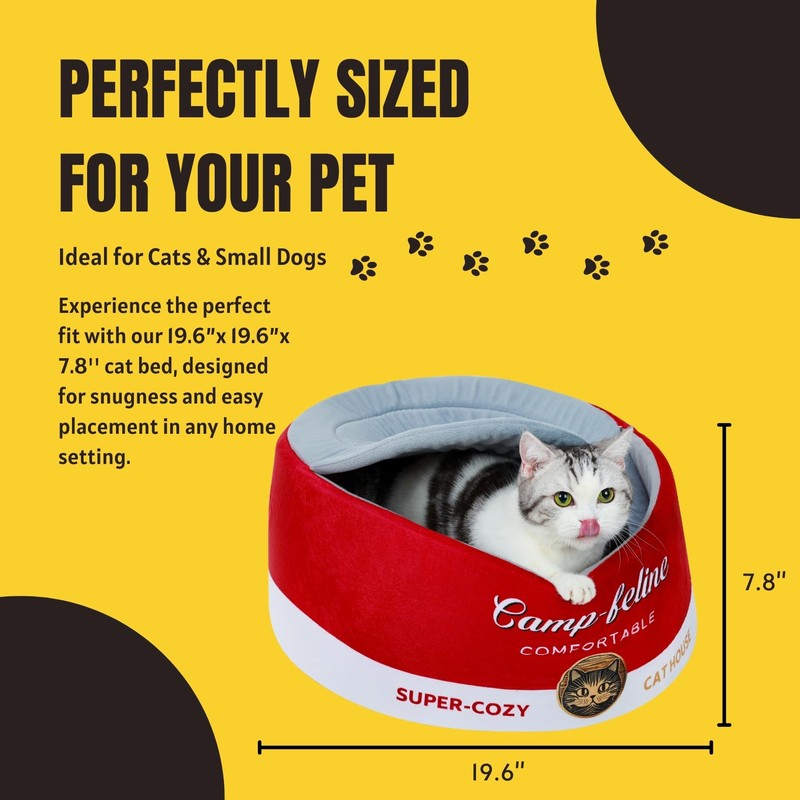 PECHVINO Can-Shaped Cat Bed – Ramen Bowl Cat Bed with