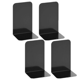 Deefongo Pack of 4 Bookends, 20.5 x 13.5 x 9.3 cm, Metal Bookends, Heavy Bookend for Office, School, Home, Library