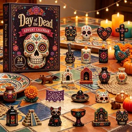 Day of the Dead Skull Advent Calendar 24 Days Ornament Set (B)