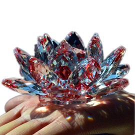 TYGJB Fine Quartz Crystal Lotus Flower Natural Stones and Minerals Feng Shui Sphere Crystals Flowers for Wedding Souvenirs (Red)