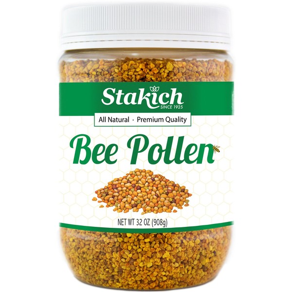 Stakich Bee Pollen Granules - Pure, Natural, Unprocessed - 2 Pound (32 Ounce)