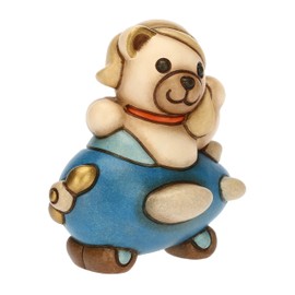 THUN, Bomboniera Teddy Motors su Aeroplanino in Ceramica Decorata a Mano, Linea Bomboniere, 5.4x4.2x6.6 cm h