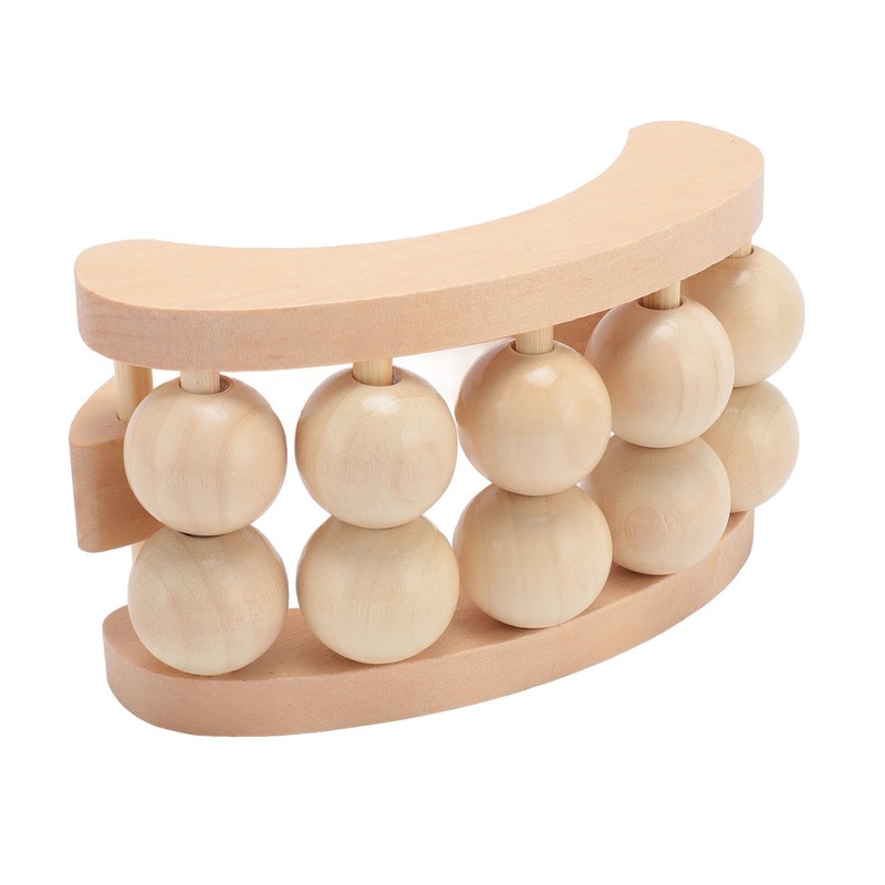 Wooden Massage Ball Roller with 10 Beads Deep Tissue Relief
