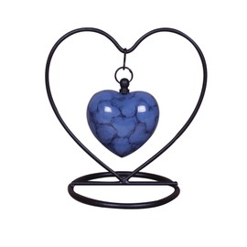 UrnsWithLove Cremation keepsake urn for ashes Heart in my heart Exclusive Protected Design With Box & Stand (Blue Cloud)