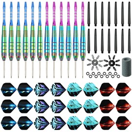 WINSDART Darts Metal Tip Set Professional Metal Darts for Dartboard Steel Tip Darts with Nonslip Iron Barrel Aluminum Dart Shafts,Extra Flights,Dart Sharpener,Gift Box